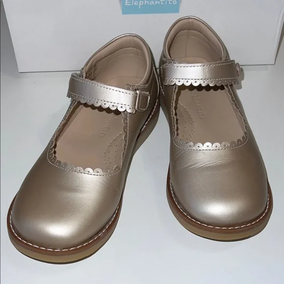Elephantito Metallic Champagne Gold Mary Jane Shoes - Picture 1 of 6